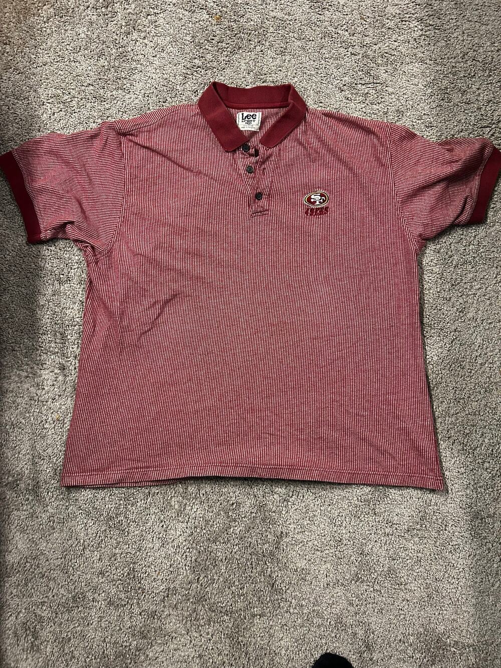 San Francisco 49ers Mens Lee Red Striped Polo Shirt